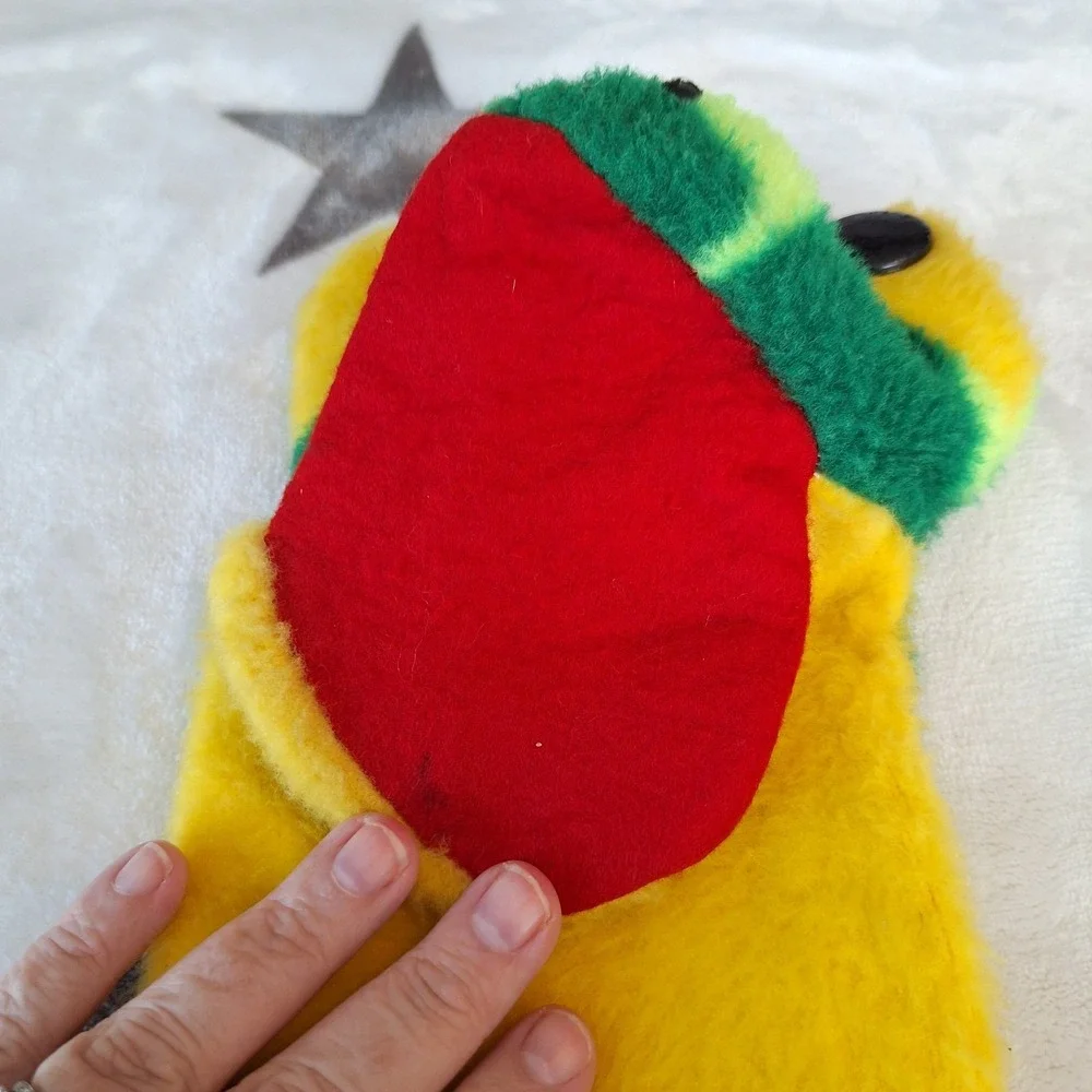 Vintage Hand Puppet Toys Plush Green Yellow‎ Frog 8